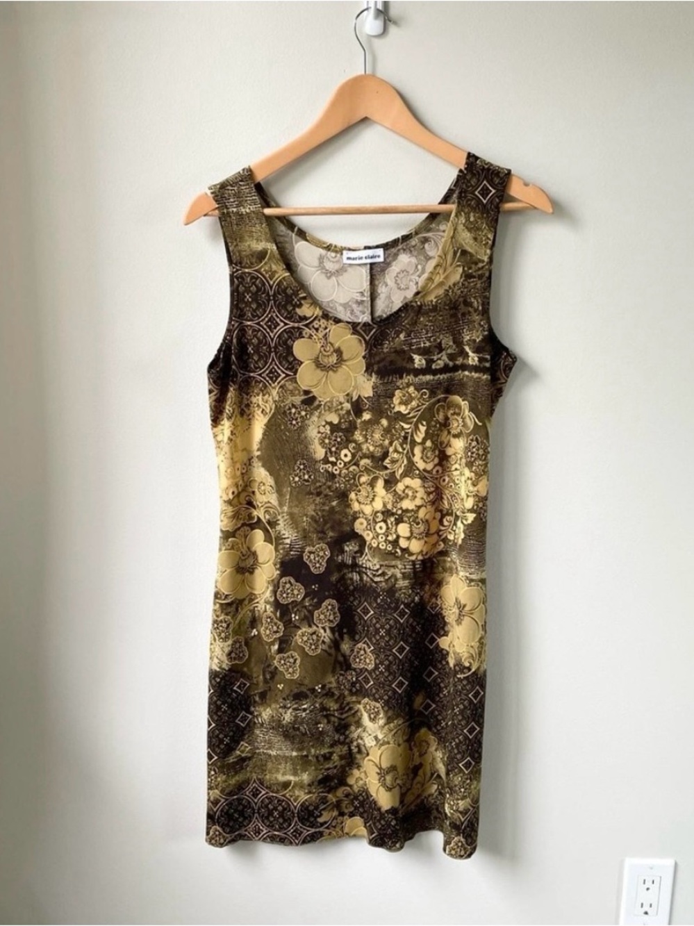 Vintage Marie Claire Whimsical Gold Brown Dress - Picture 2 of 5